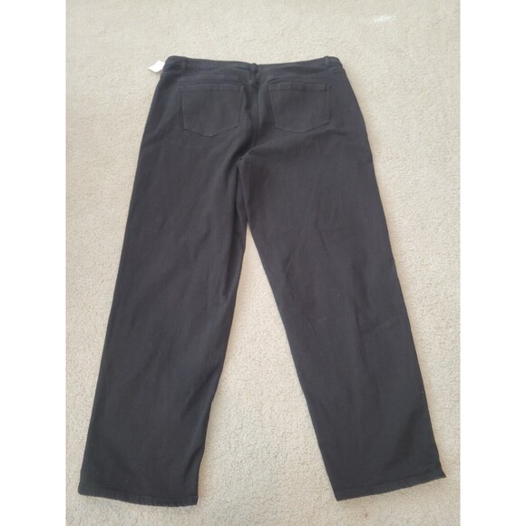 NWT Eloquii Women's Black Denim Front Split Hem Straight Leg Jeans Size 22 - Picture 3 of 11